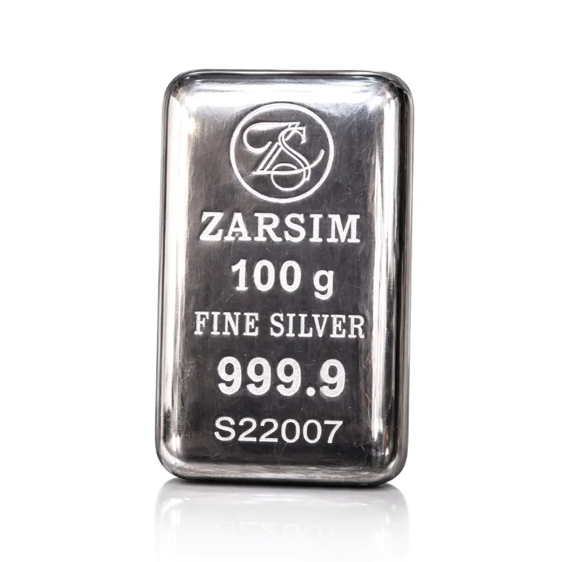 شمش نقره برند زرسیم (ZARSIM) 100 گرمی عیار 999.9